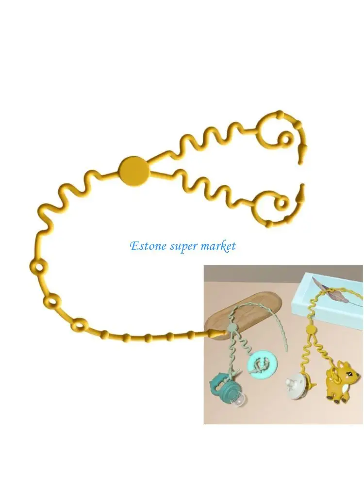 090B 2 in 1 Baby Pacifier Leash Soft Silicone Anti Drop Teething Toy Chain for Travel