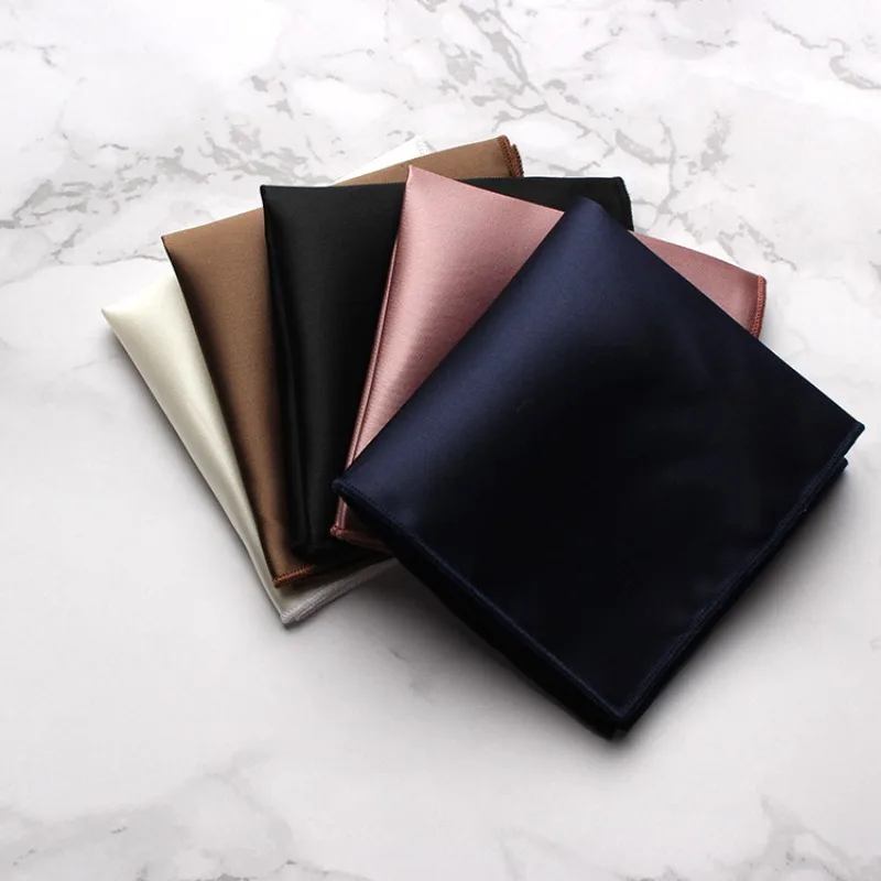 Solid Colors Hankerchief Cotton Men Hanky Silk Pocket Towel Banquet Wedding Accessories Small Square Towel