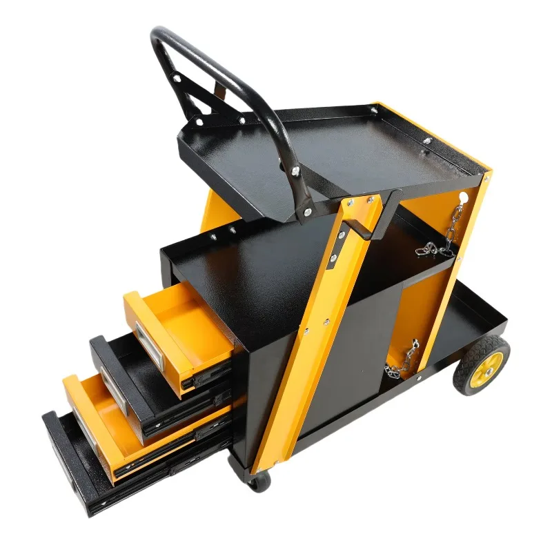 Versatile welding machine trolley, MIG, TIG, ARC, plasma cutter storage, 280 lb capacity
