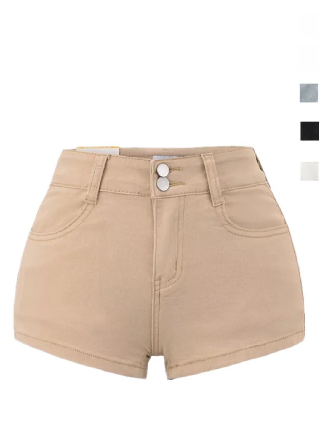 

Сексуальные джинсы с высокой талией, увеличивающие ягодицы, с двумя пуговицами, облегающие шорты, женские модные осенние сезонные повседневные брюки, сделано в Китае