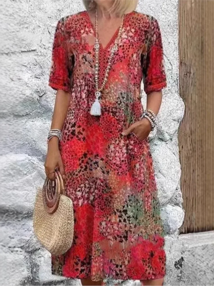 Women V Neck Dress …