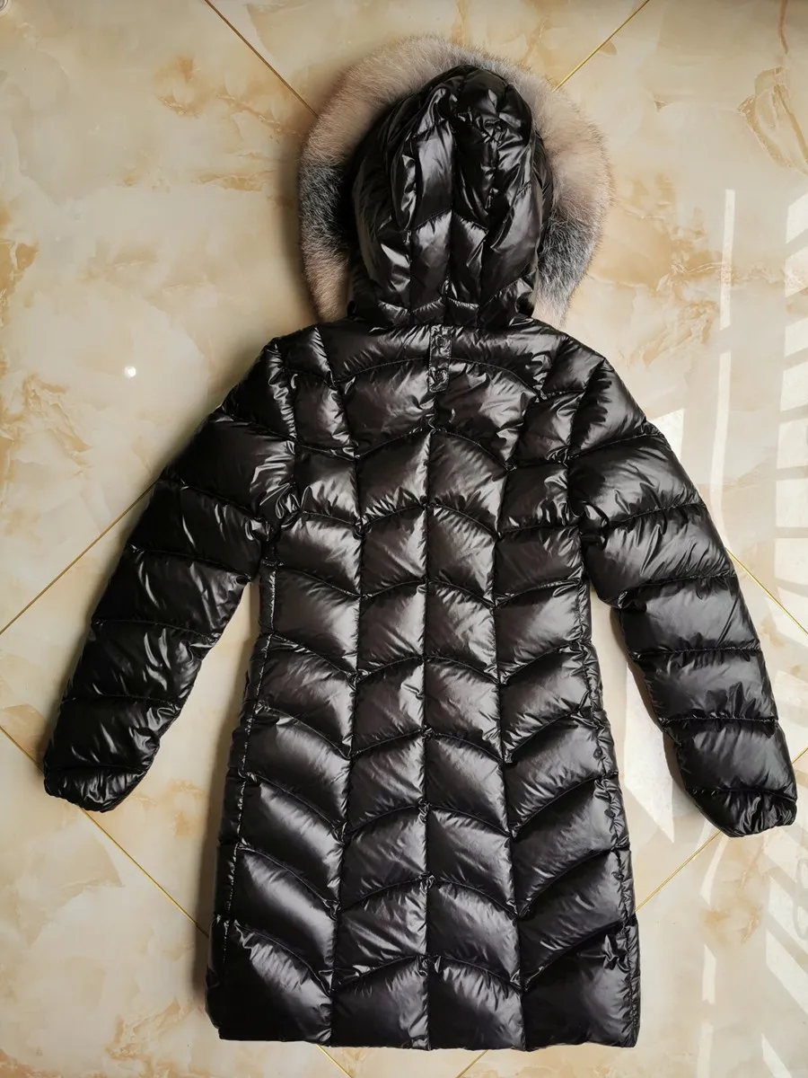 Women's luxury brand down jacket, famous designer, black down thick warm long, high-quality winter women's coat