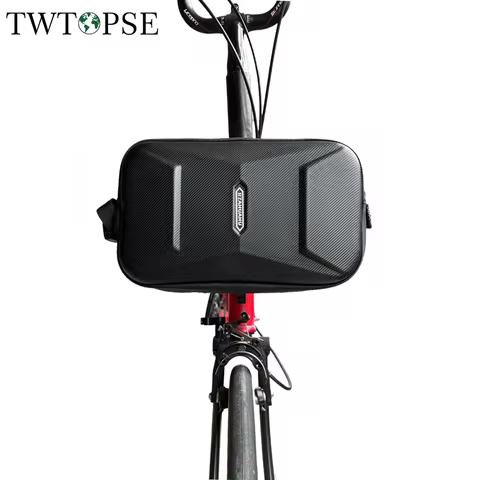 TWTOPSE Hard Shell Bicycle Front Bag For Brompton Folding Bike A C P Handlebar With Metal Holder Fit Mobile Phone Wallet Tool
