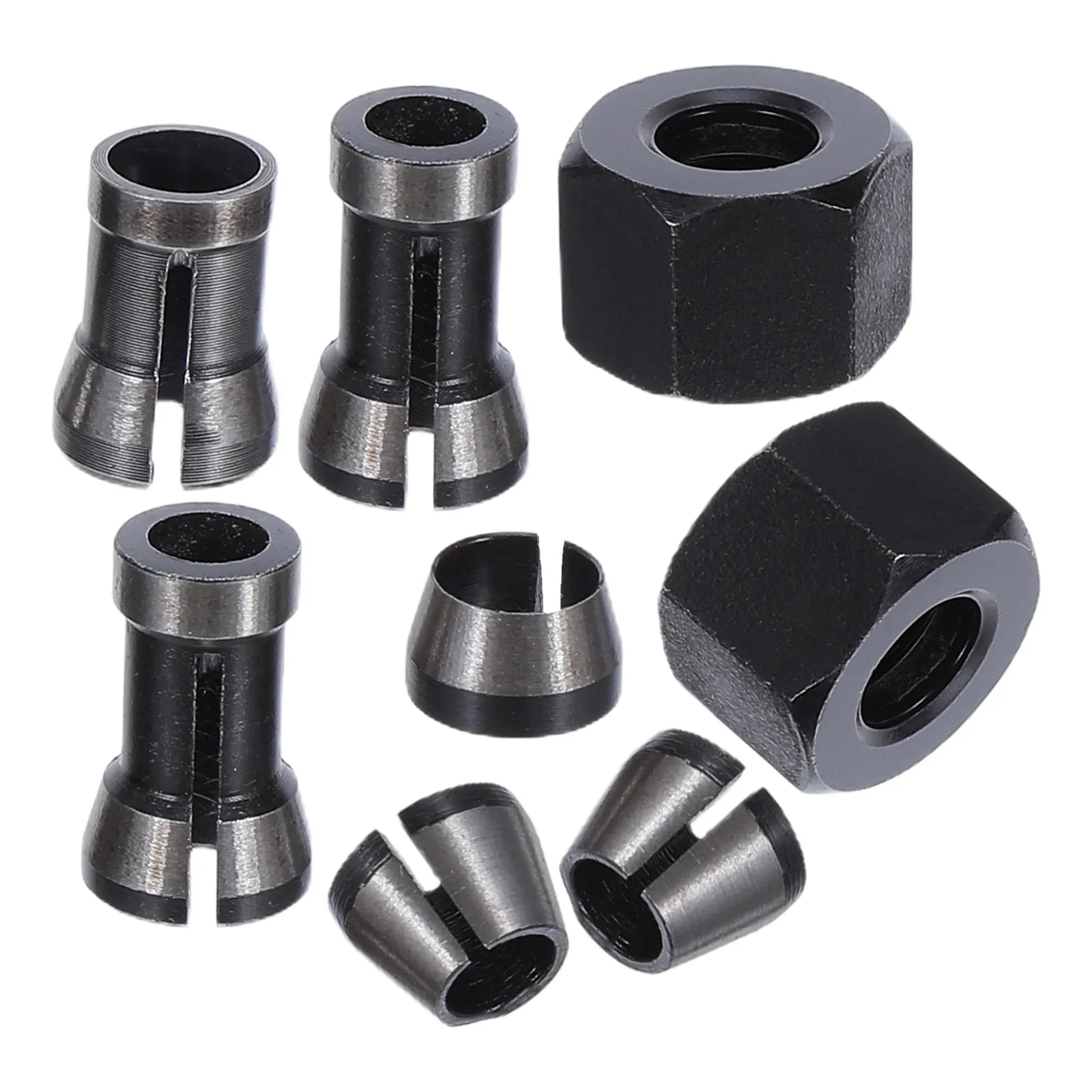 8 pcs Adapter Tool Chuck Drill Electric Halloween Christmas New Year Collet Nut Kit Chuck Adapter Set Cnc Router Collets Carbon