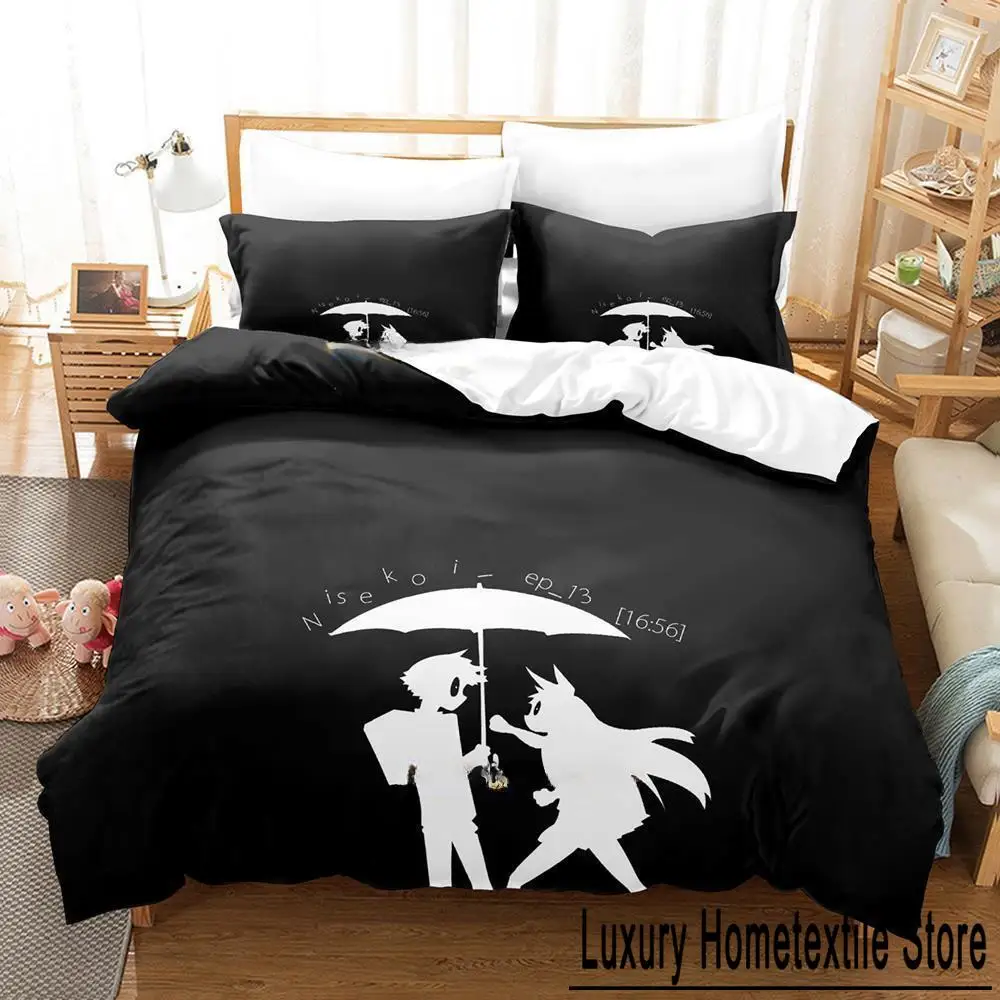 New Nisekoi Bedding Set Single Twin Full Queen King Size Bed Set Adult Kid Bedroom Duvetcover Sets 3D Print Anime Bed Sheet Set