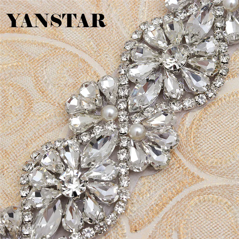 Imagem -04 - Yanstar Atacado 3cm 10 Jardas de Strass Guarnição de Ferro Vestidos de Casamento Cinto Rinocerontes com Miçangas Cristal em Faixa de Casamento Ys875