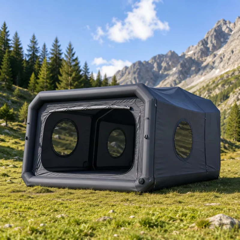 Portable inflatable camping cabin tent waterproof with window three-season UV protection quick open outdoor use
