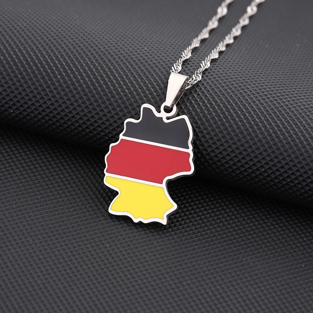 Mode Deutschland Karte Flagge Anhänger Halskette Edelstahl Männer Frauen Deutschland Karten Schmuck Geschenk – Detail 4