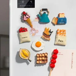 Fridge Magnets Pink and Cute Mini Resin Magnetic Refrigerator Sticker Tomato/Bread  Lollipop Magnet Fridge Home Decoration