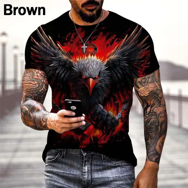 

Animal 3D Printing Short Sleeve Tshirt Cool Eagle Casual Fashion T-shirt Personalized Street Interesting T-shirt