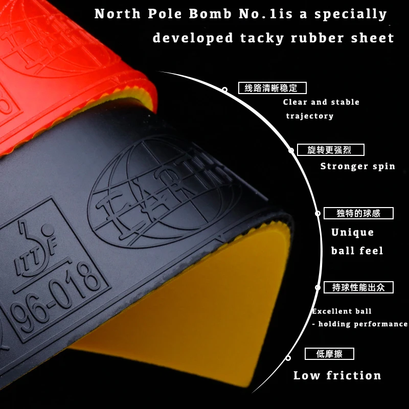 TUTTLE قنبلة القطب الشمالية غير لزجة رقم 1 لوح مطاطي لتنس الطاولة كم تطوير محدد سطح مطاطي عالي الاحتكاك ITTF