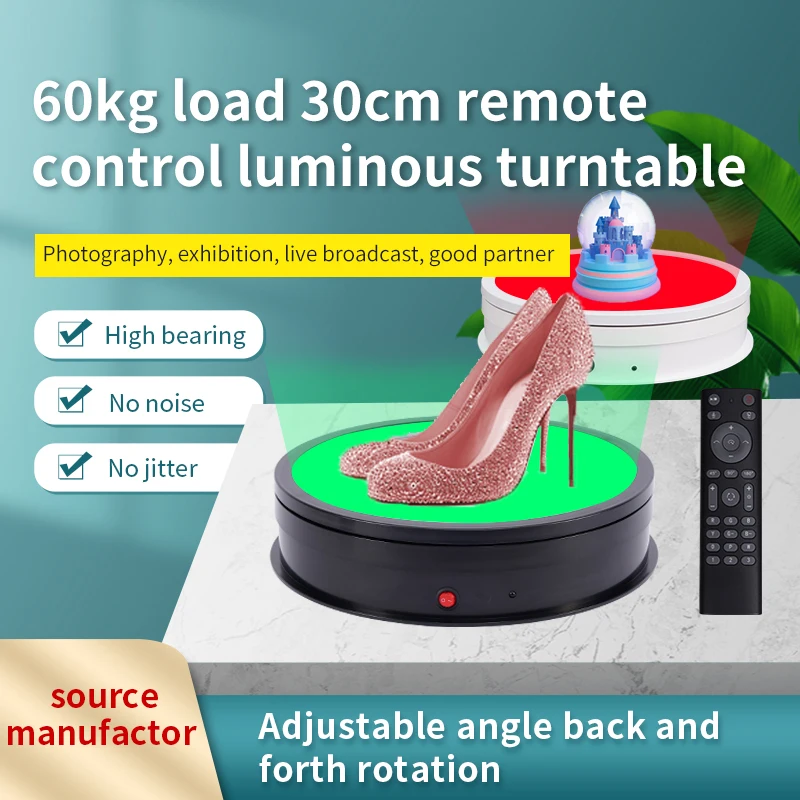 

30cm Remote Control Intelligent RGB Color Luminous Display Platform Video Shooting Accessories Live Broadcast Rotating Turntable