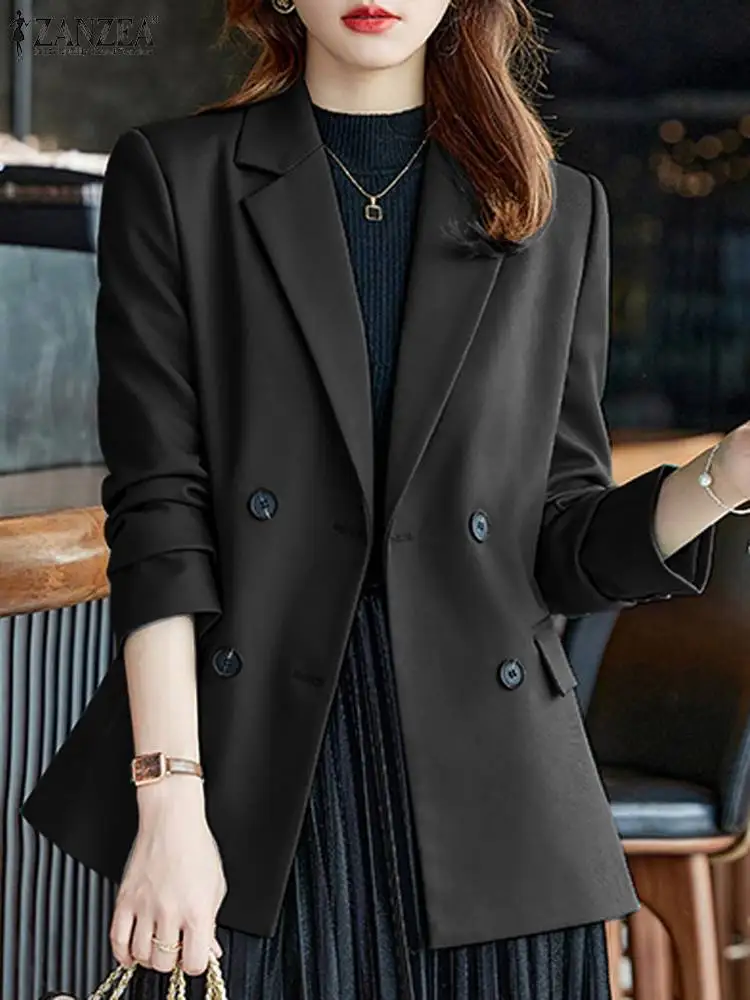 Fashion Solid OL Work Suits Coats 2024 ZANZEA Women Blazer Casual Loose Outwear Elegant Laple Neck Long Sleeve Jackets Oversize