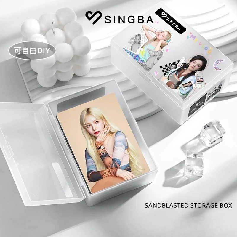 

SINGBA Frosted Clear Flip Storage Box, Large Capacity Dustproof Organizer for Photocard Trading Cards, Stickers, Card Protectors