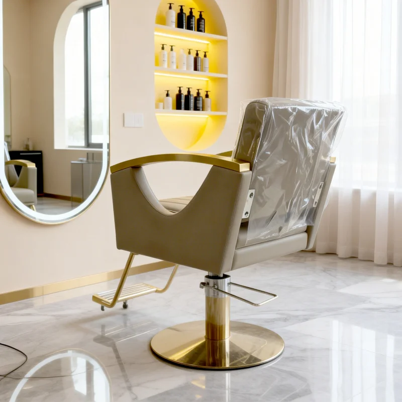 , Trendy Barber Shop , Adjustable Rotating Stainless Steel Cutting And Dyeing Chair Hair Salon