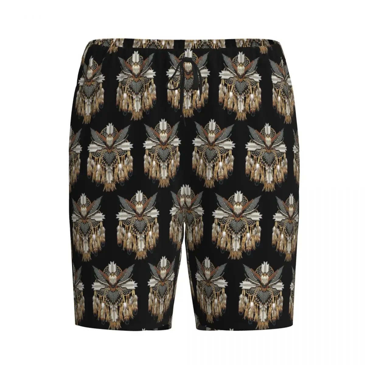 

Мужские пижамные шорты Custom Native Mandala Owl American, брюки для сна, домашняя одежда, нижняя часть комплекта для сна