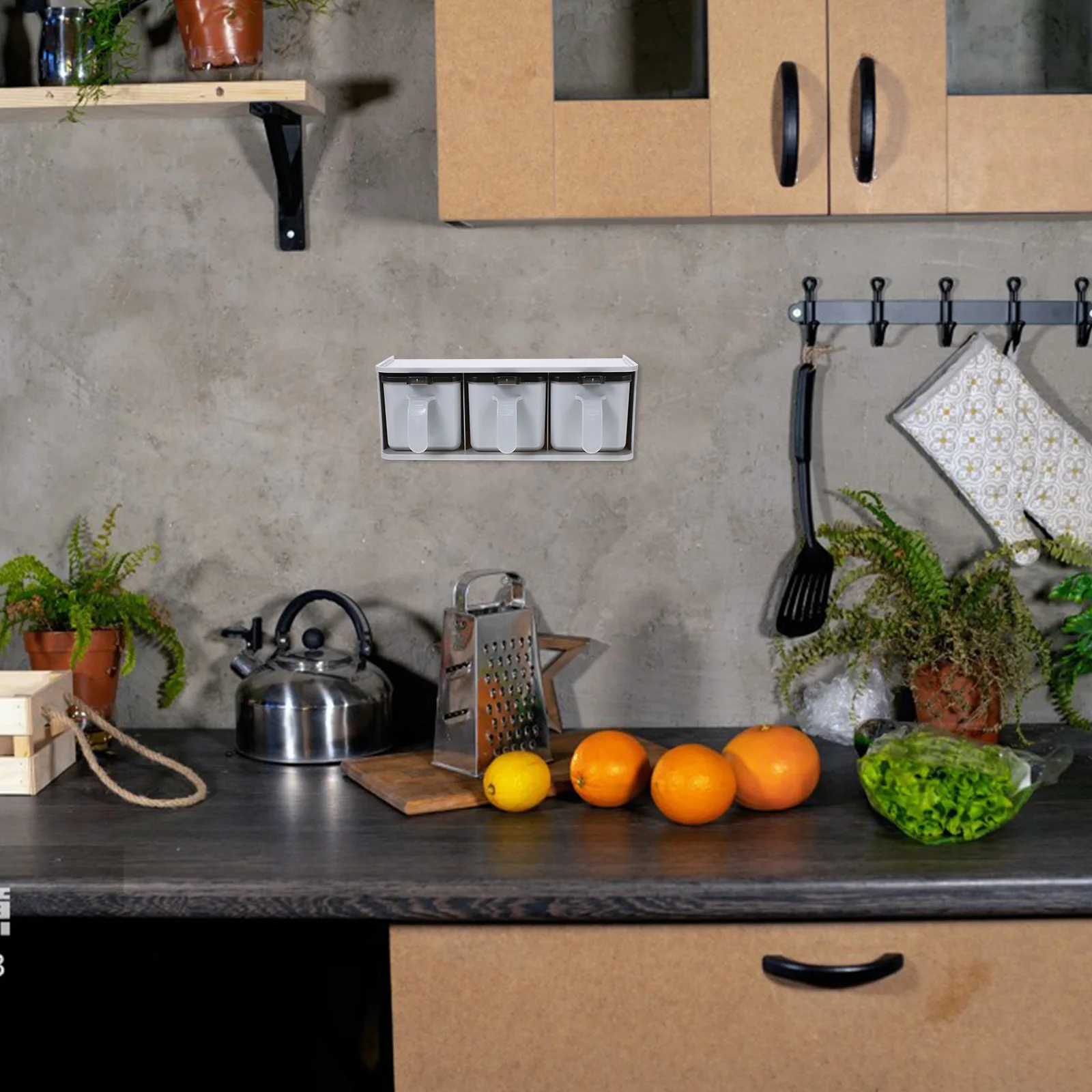 

WallMounted 3Grid 400ml White SeasoningContainer SpaceSaving KitchenDesktop ReusableCondimentBox PlasticHomeAccessory