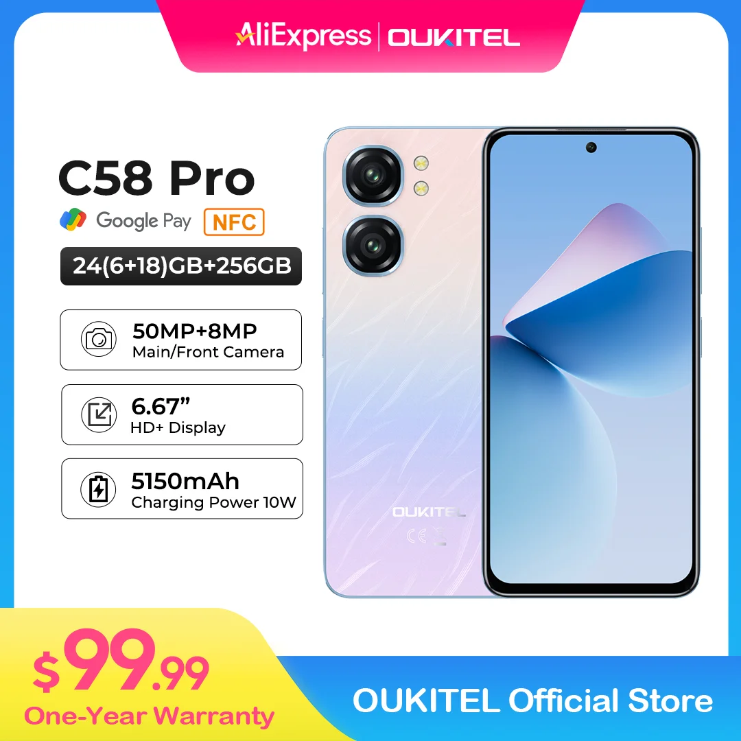 OUKITEL C58 Pro Phone Portable - 6.7 