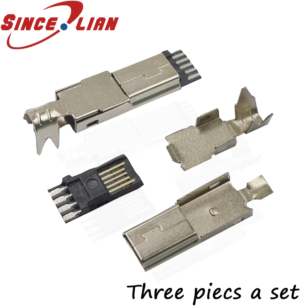 USB Plug MI-USB-5P Male Thin 5.0 Three-Piece Package 5.0 Wire Shell Plating 24H High Current USB Plug Connector 500PCS