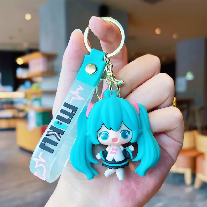 Nowy styl kreskówkowy breloczek Hatsune Miku, wersja Q, urocza piękna dziewczyna, breloczek do kluczy samochodowych, uroczy breloczek do torby, zawieszka dla par.