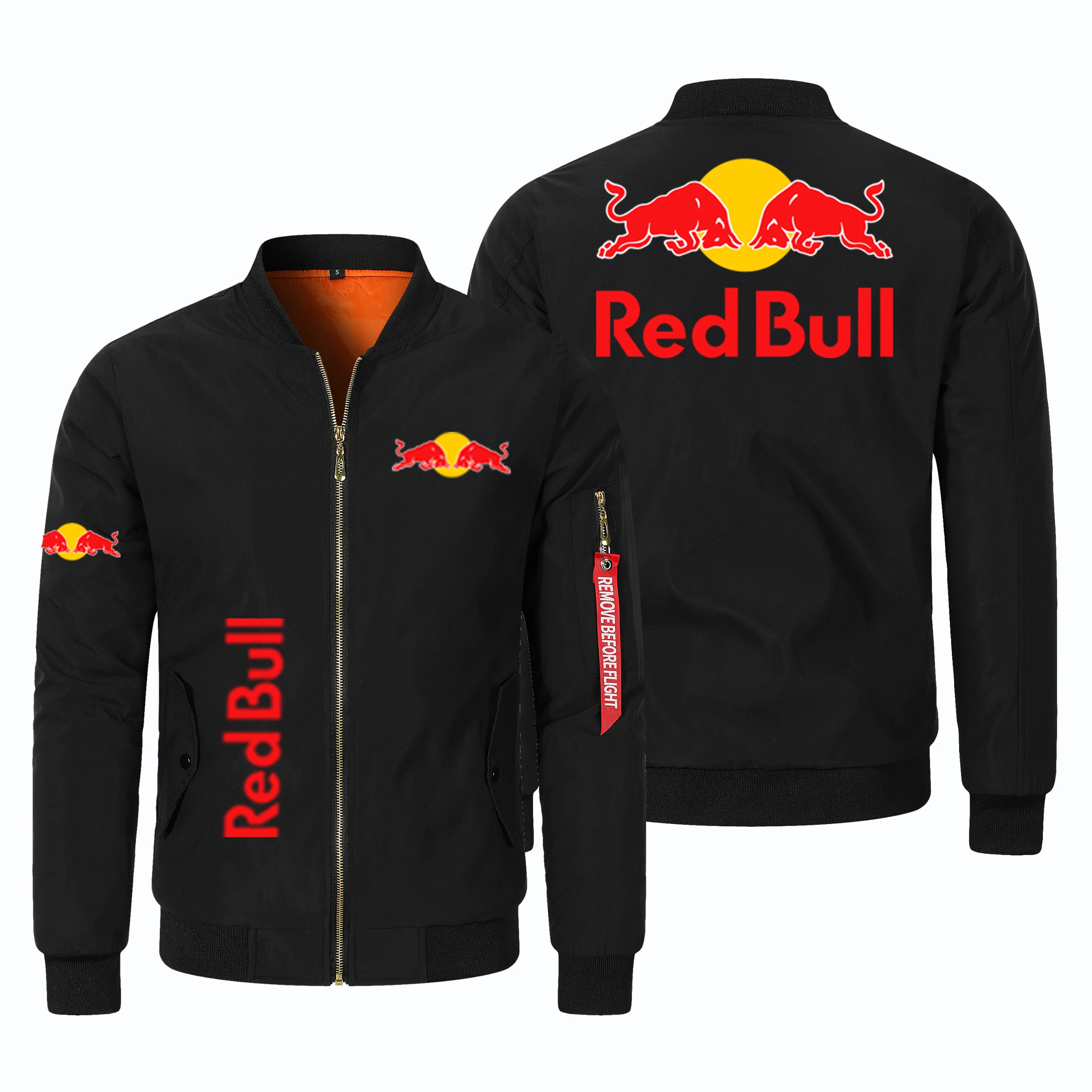 Red Bull Logo 2025 Men's Motorcycle Jacket Blazer Sports Zipper Jacket Red Bull Men's Spring Clothing Red Bull Logo Flight Jacke