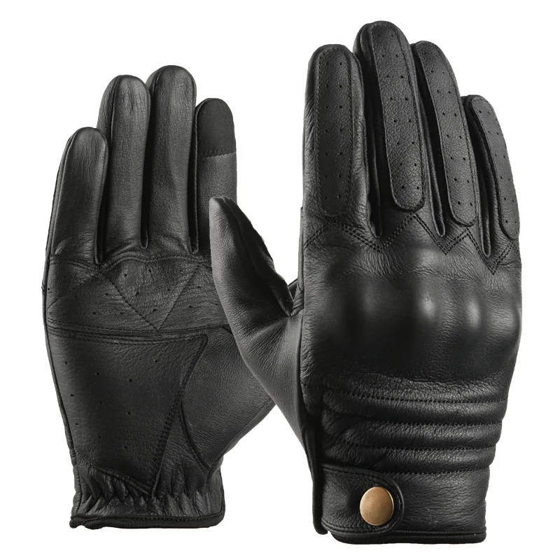 

Men's Retro Leather Motorcycle Breathable Gloves Safe Comfortable Motocross Gloves Outdoor Riding Touch Screen Cowhide Gloves