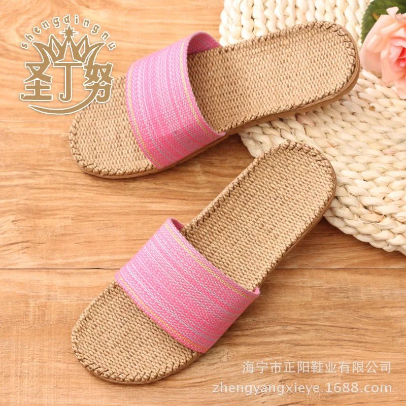 Leinen-Hausschuhe für Damen, Sommerhaus, Innenliebhaber, rutschfest, dicker Bodenschuh für Herren, Sommerhaus, Sandalen aus Baumwolle und Leinen – Detail 12