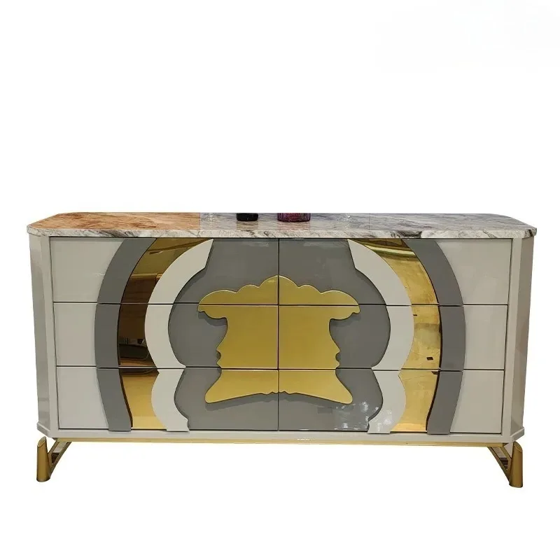 

Italian light luxury entryway cabinet modern simple sideboard designer villa living room storage cabinet