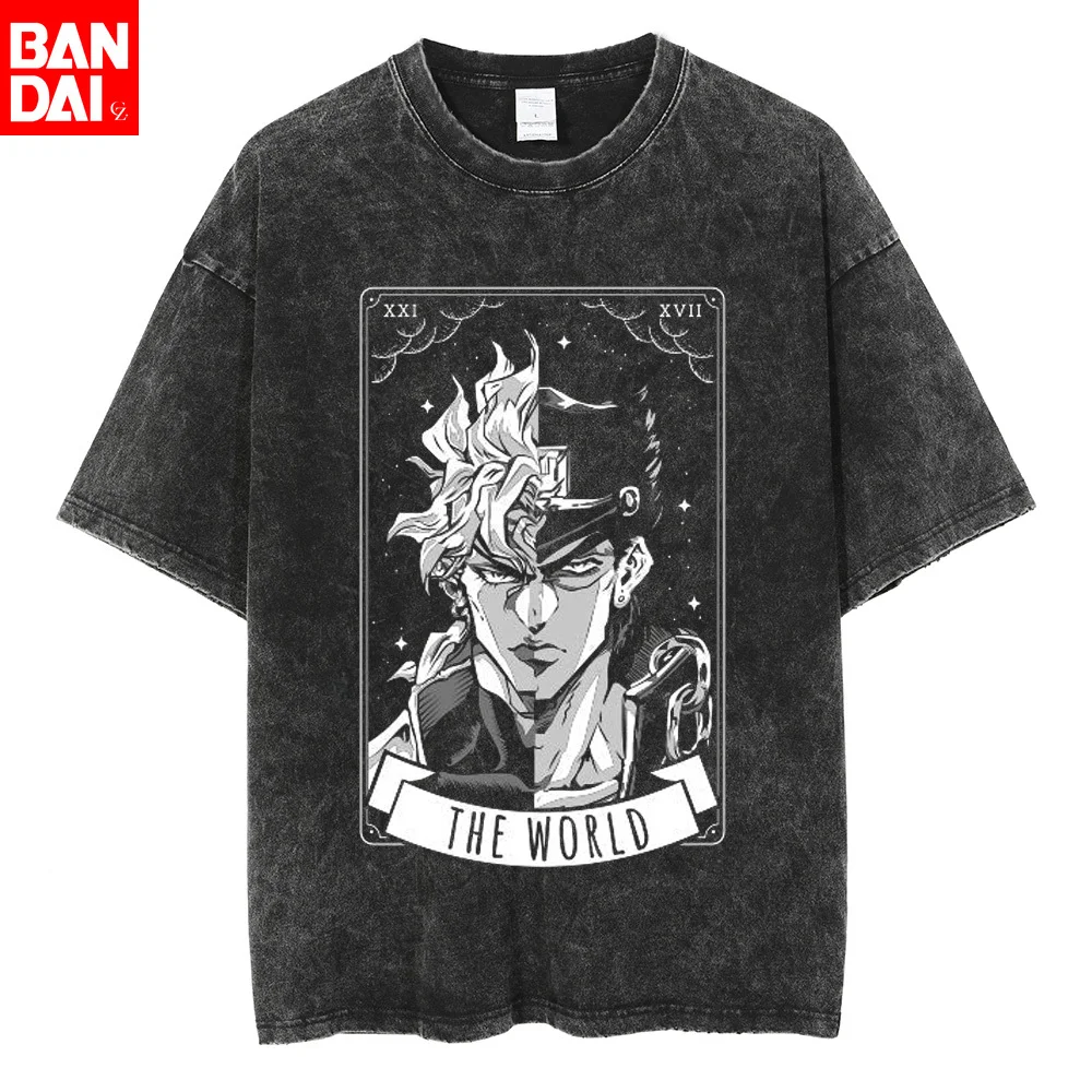

JOJO's Bizarre Adventure Gyro Zeppeli T Shirt Men Vintage Washed Oversized Tees Japanese Anime Graphic T-shirts Cotton T-shirts