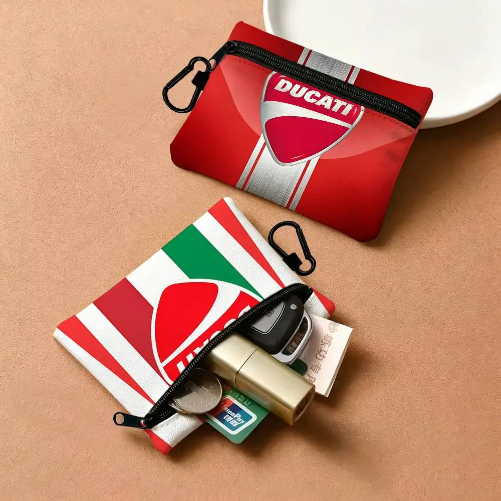 D-DucatiS Motorcycle LOGO Daily Carry Oxford Fabric Small Coin Purse Multi-use Storage Pouch For Keys Cards Coins