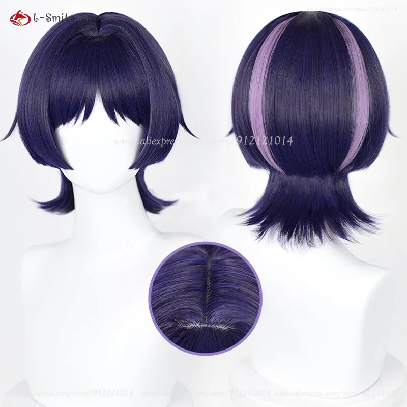  Scaramouche Cosplay Wig Short Wanderer Wigs Heat Resistant Party Balladeer Kunikuzushi Kabukimono Wig + Wig Cap