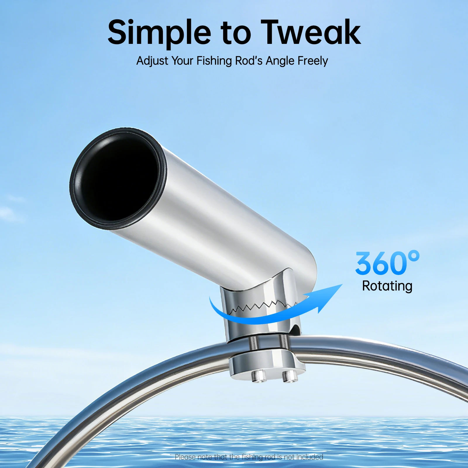 2 Stück Marine-Angelrutenhalter 19-25MM Angelrutenhalter aus Edelstahl, PVC für Yachten Boote 360° ° Anpassung – Detail 6