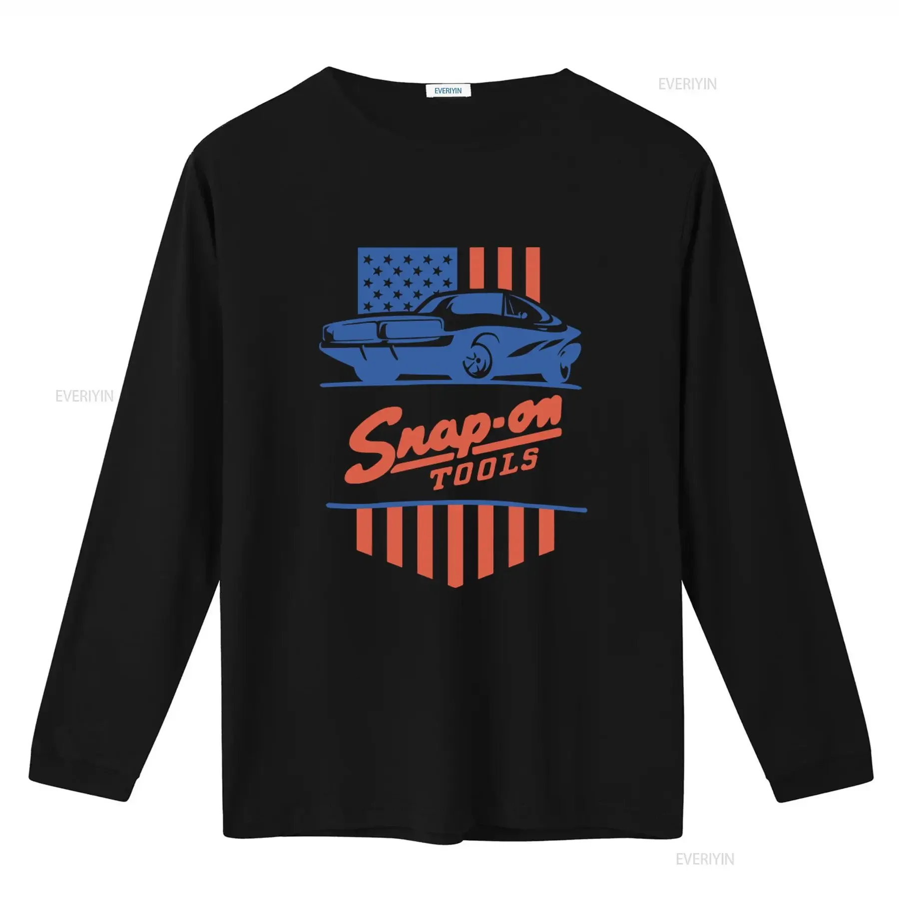 Snap On Tools T Shirt American Flag Car Print Men's vintage Washed Versatile Comfortable Casual homme Slightly graphic