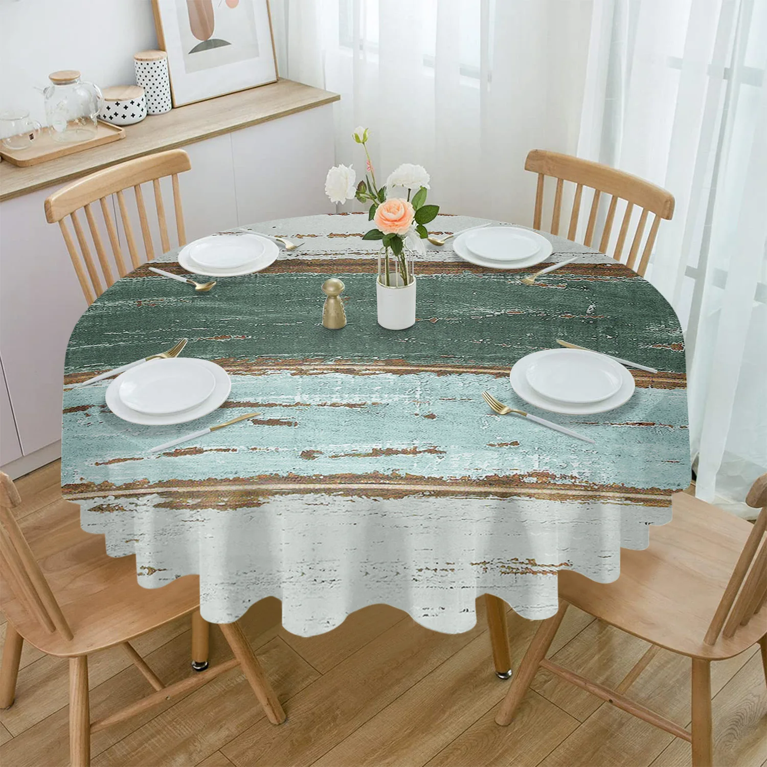 Vintage Farm Barn Wood Grain Gradient Tablecloth Rectangular Holiday Table Cover Party Dinner Decor Waterproof Table Cloth