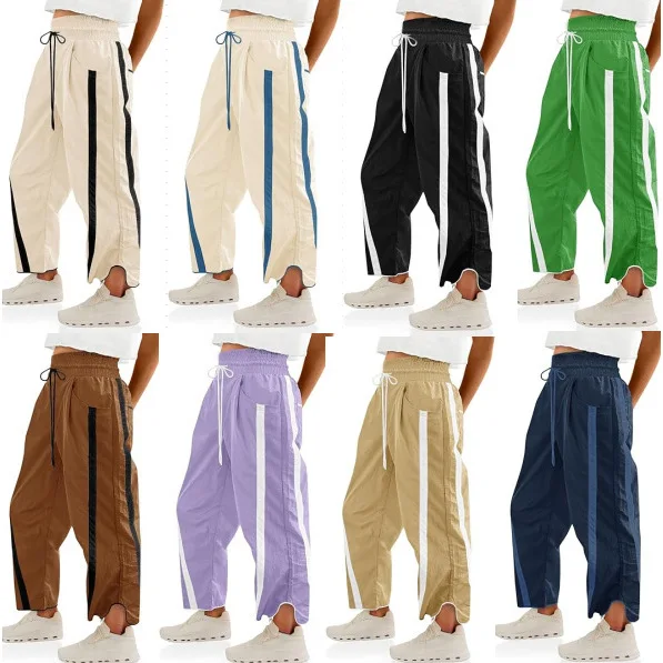 

Женские свободные спортивные брюки Y2K с контрастными вставками, прямые, из полиэстера, повседневные