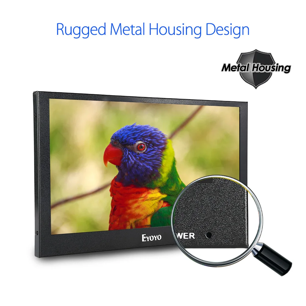 Eyoyo 벽걸이 LCD 모니터 지원 버튼 및 원격 제어, 컴퓨터 CCTV DVR 스피커 포함, EM12G, 풀 HD, 1920x1080P, 12 인치