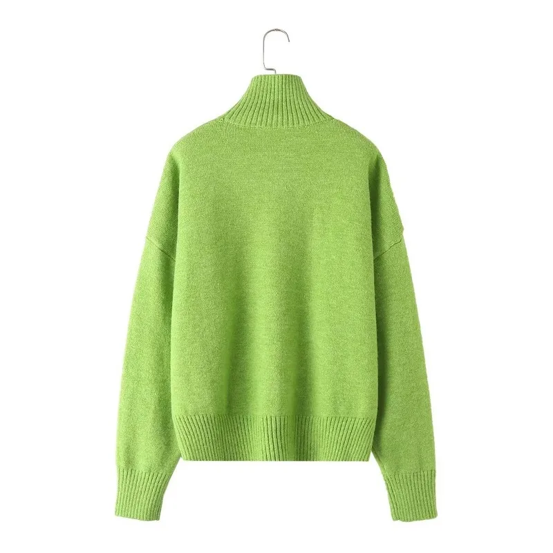 TRAF ZR Cozy Sweaters Solid Turtleneck Pullovers Y2k Vintage Top Minimalist Pullovers Harajuku Vintage Long Sleeve Sweaters