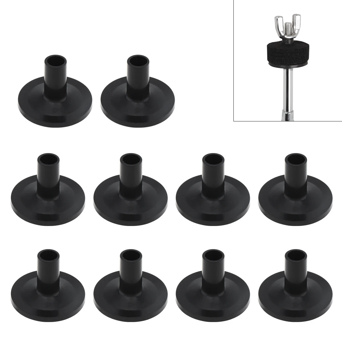 

10pcs / 20pcs Plastic Drum Felt Cymbal Stand Sleeves, Black Sleeve Set for drum set and good performance