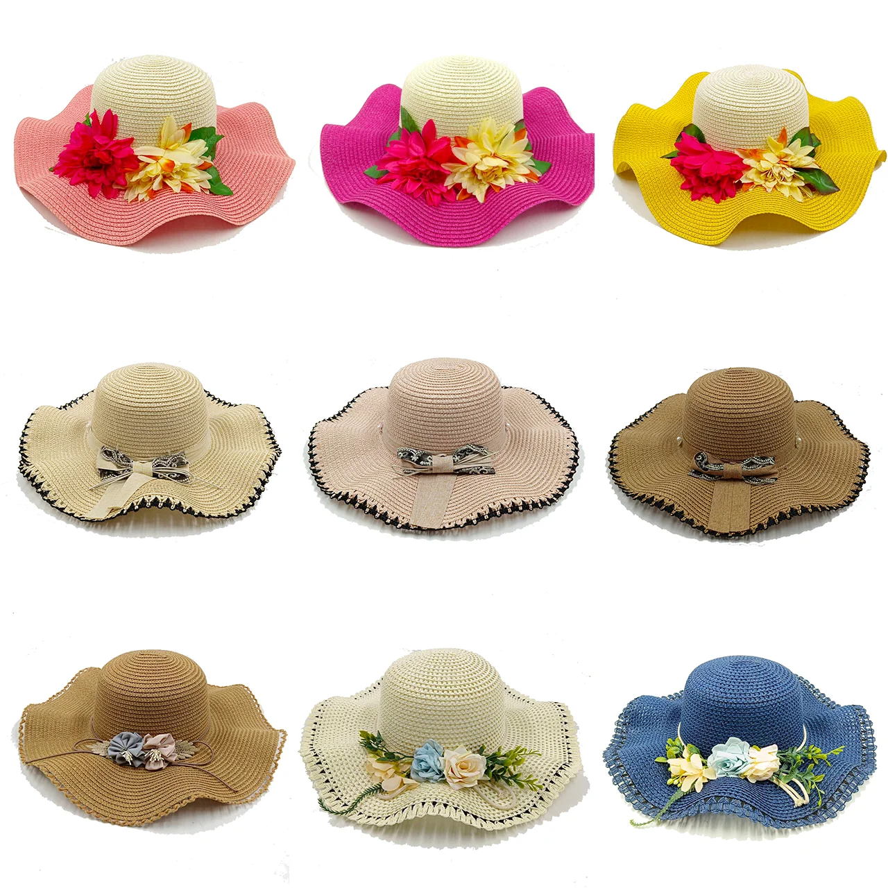 Low price deal 0.99 US dollars oblique summer straw hat sun hat outdoor beach women's outdoor sun protection hat  여름모자