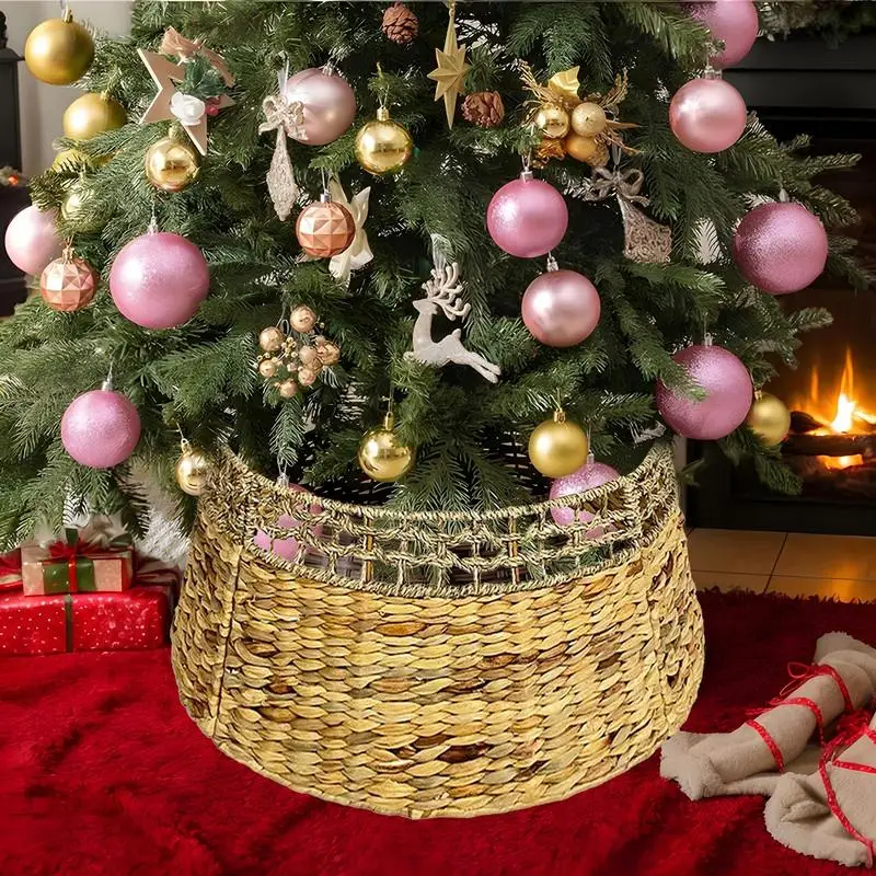 Christmas Tree Basket Woven Christmas Tree Base Collar Rustic Holiday Decoration 61cm/24inch Handmade Christmas Tree Box Basket