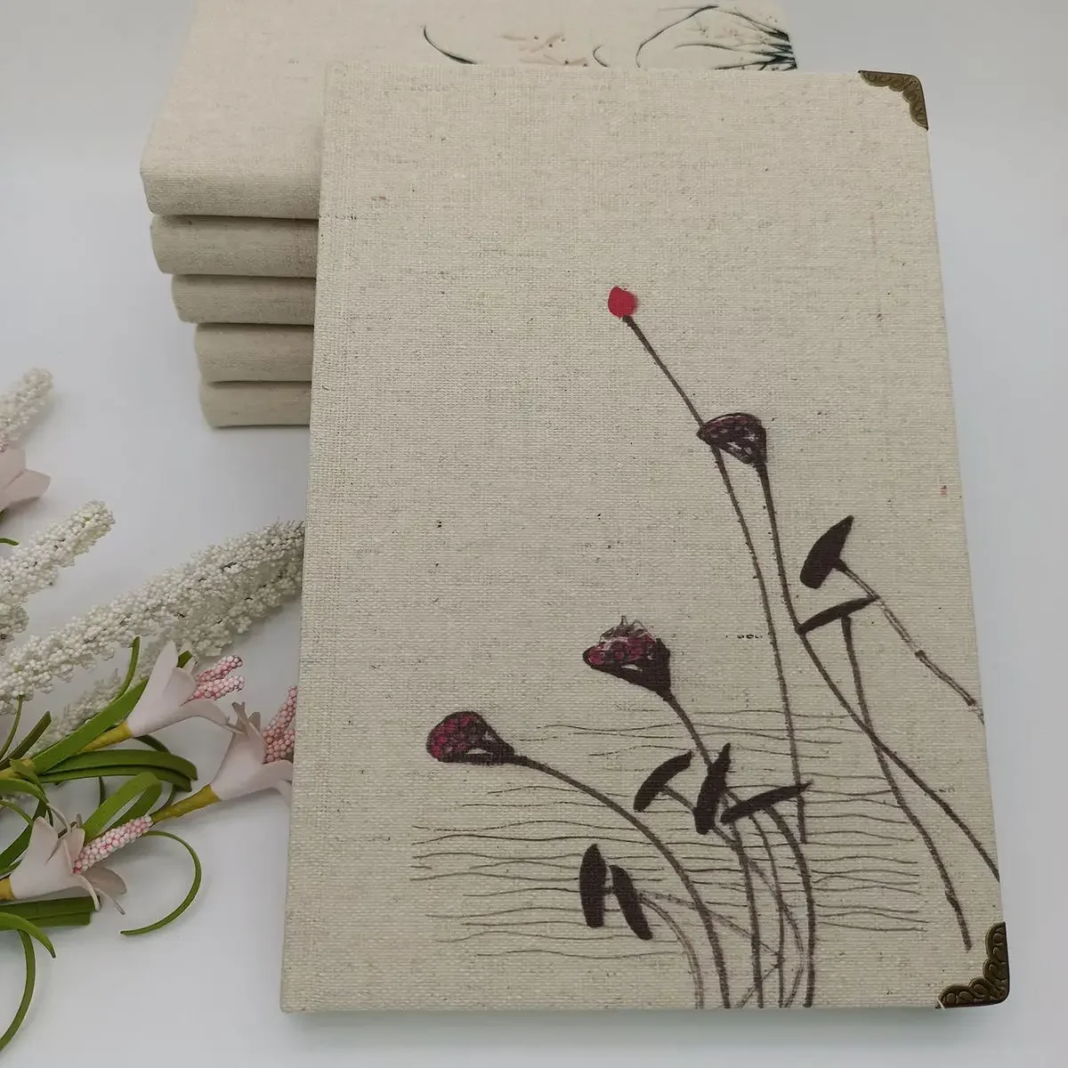 A5 Creative Chinese Style Vintage Hardcover Linen Cover Notebook Diary Notebook Travel Journal Book Lined