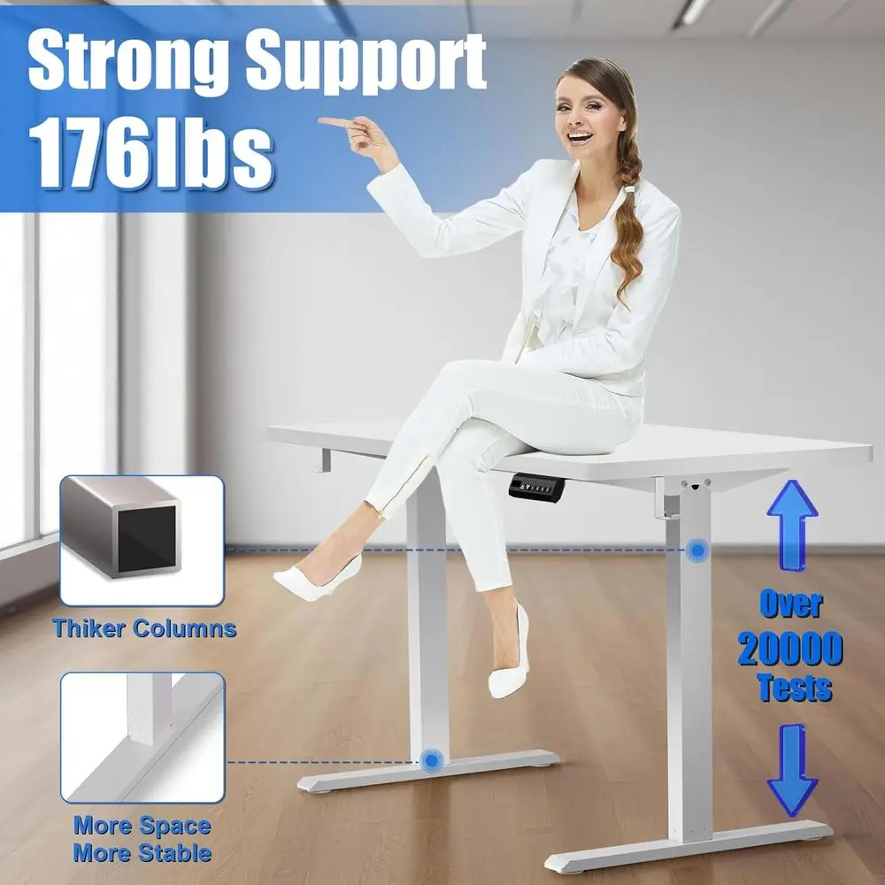 مكتب قائم كهربائي بارتفاع قابل للتعديل مع عجلات - محطة عمل محمولة للجلوس للمنزل والمكتب #4