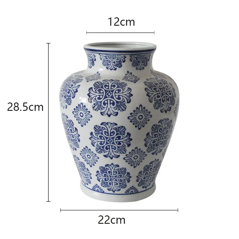 Blue And White Planter Ceramic Check Flower Vase Table Italy Luxury Decoration Vase