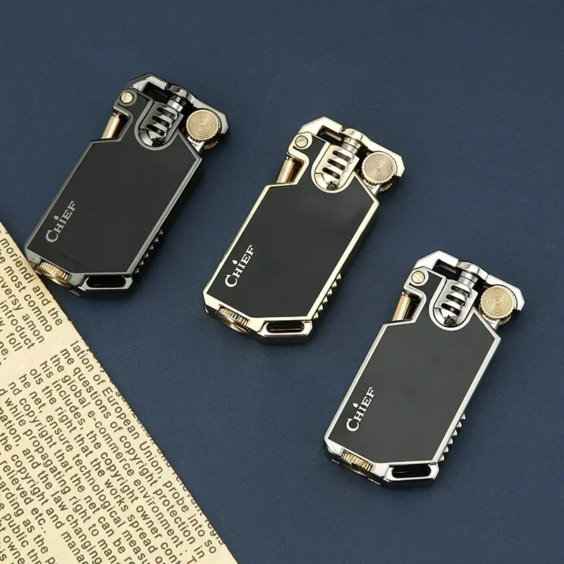 CHIEF Metal Resin Craft Windproof Kerosine Lighter Classic Grinding Wheel Ignition Outdoor Key Hanger Exquisite Lighters Smoking