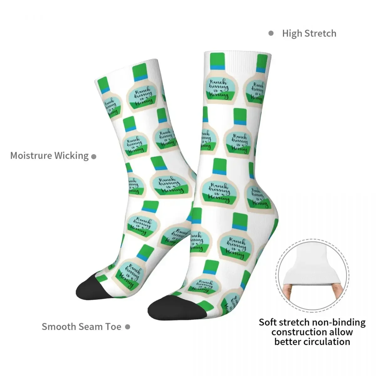 Ranch Dressing Is A Blessing Socks Harajuku High Quality Stockings All Season Long Socks Accessories for Unisex Gifts