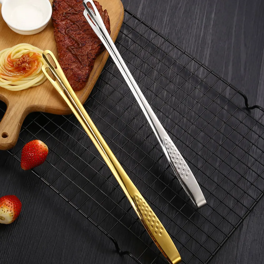 

2Pcs BBQ Tongs Food Clamps Stainless Steel Cooking Grilling Baking Tools Salad Toast Frying Kitchen Gadgets Serving Utensils