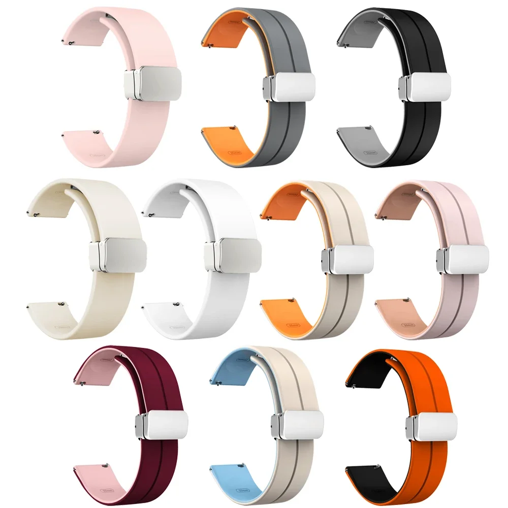 Silicone Strap for Samsung Watch 4/5/6 7 FE 40mm 44mm 5 Pro 45mm Bands Magnetic Buckle Galaxy Watch 4/6 Classic 42 43MM 46 47MM