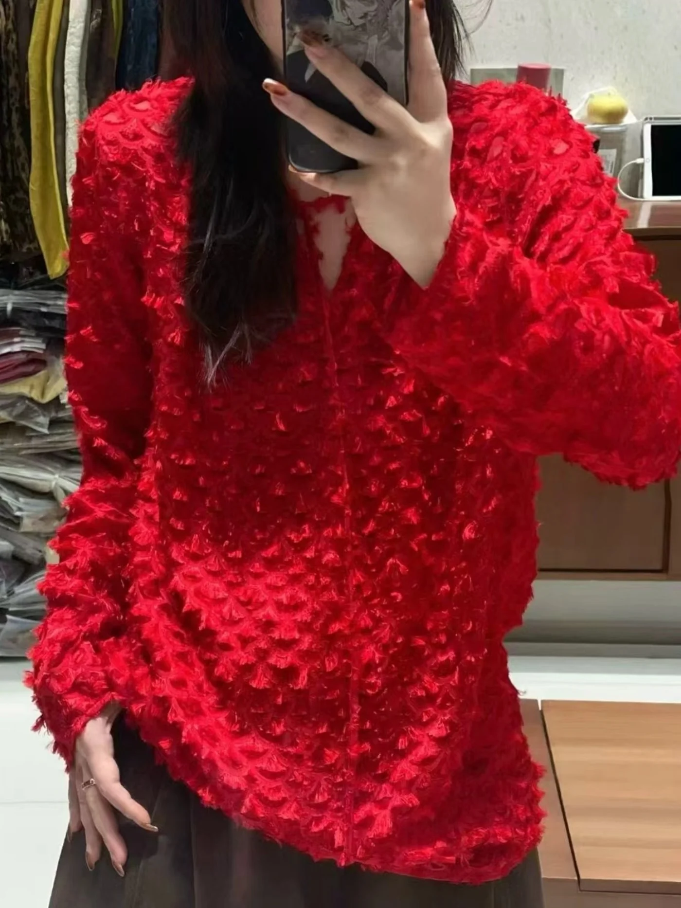 

Silk Fringe irt Women's V-ne Silk Floral Loose Versatile Age-defng Spring 2026 Faion Inner Wear