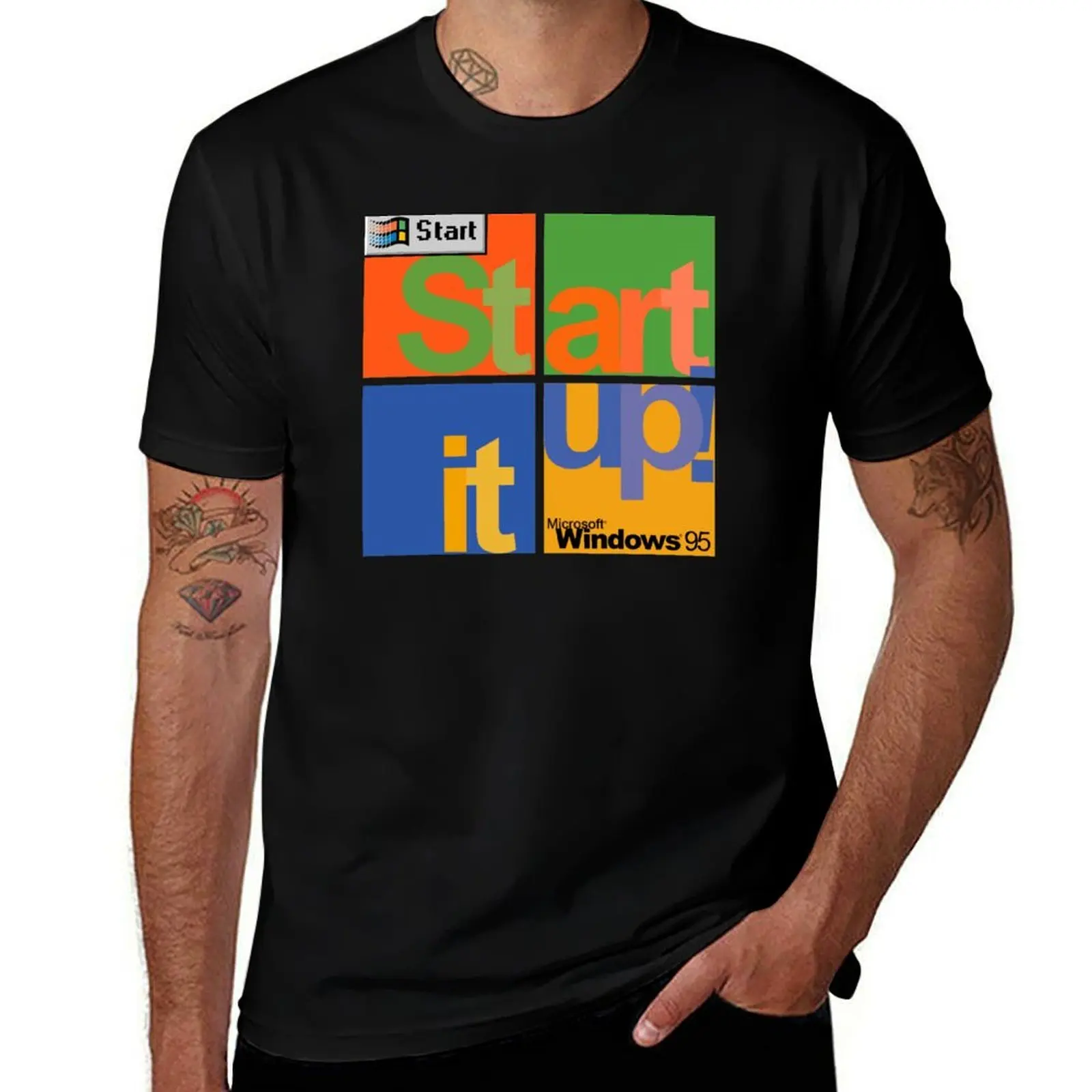 Start It Up! - Microsoft Windows 95 T-Shirt t shirt man plain T-Shirt