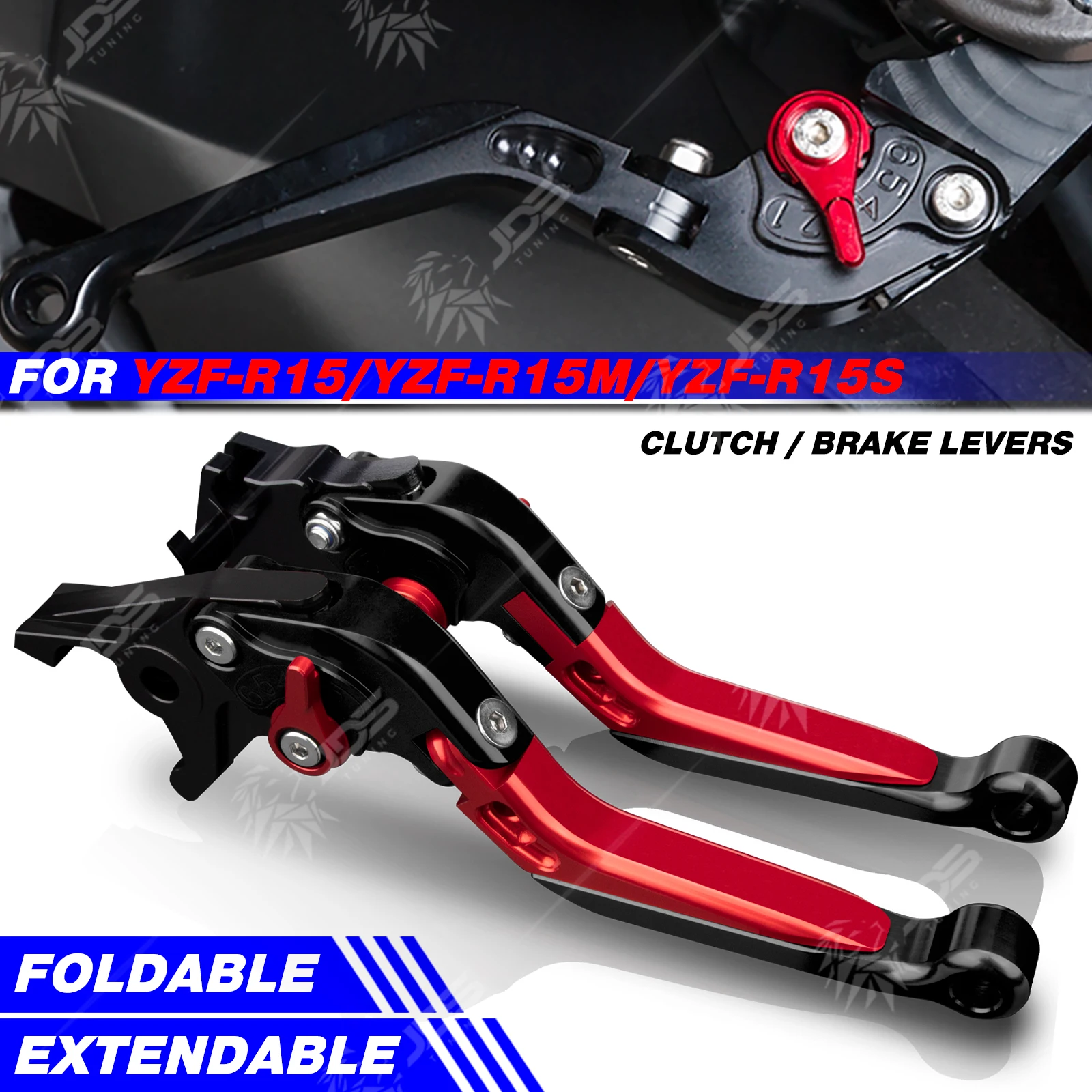 

JDSTUNING Для Yamaha YZF-R15/R15M/R15S: Комплект складных регулируемых рычагов сцепления и тормоза, аксессуары и запчасти